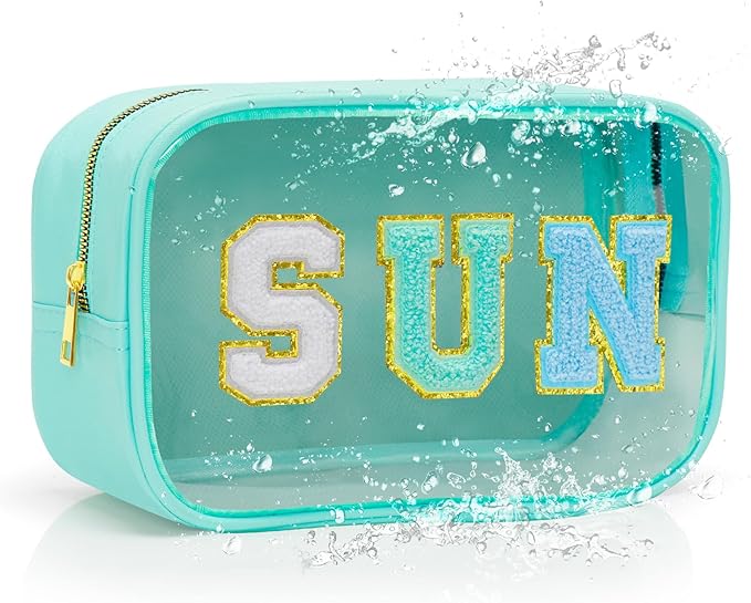 Graduation gifts Clear Sunscreen Bag Pouch for Beach Bag, Personalized Waterproof Sun Makeup Bag For Pool,Beach Toiletry Cosmetic Bag Preppy Beach Summer Vacation Essentials Bag