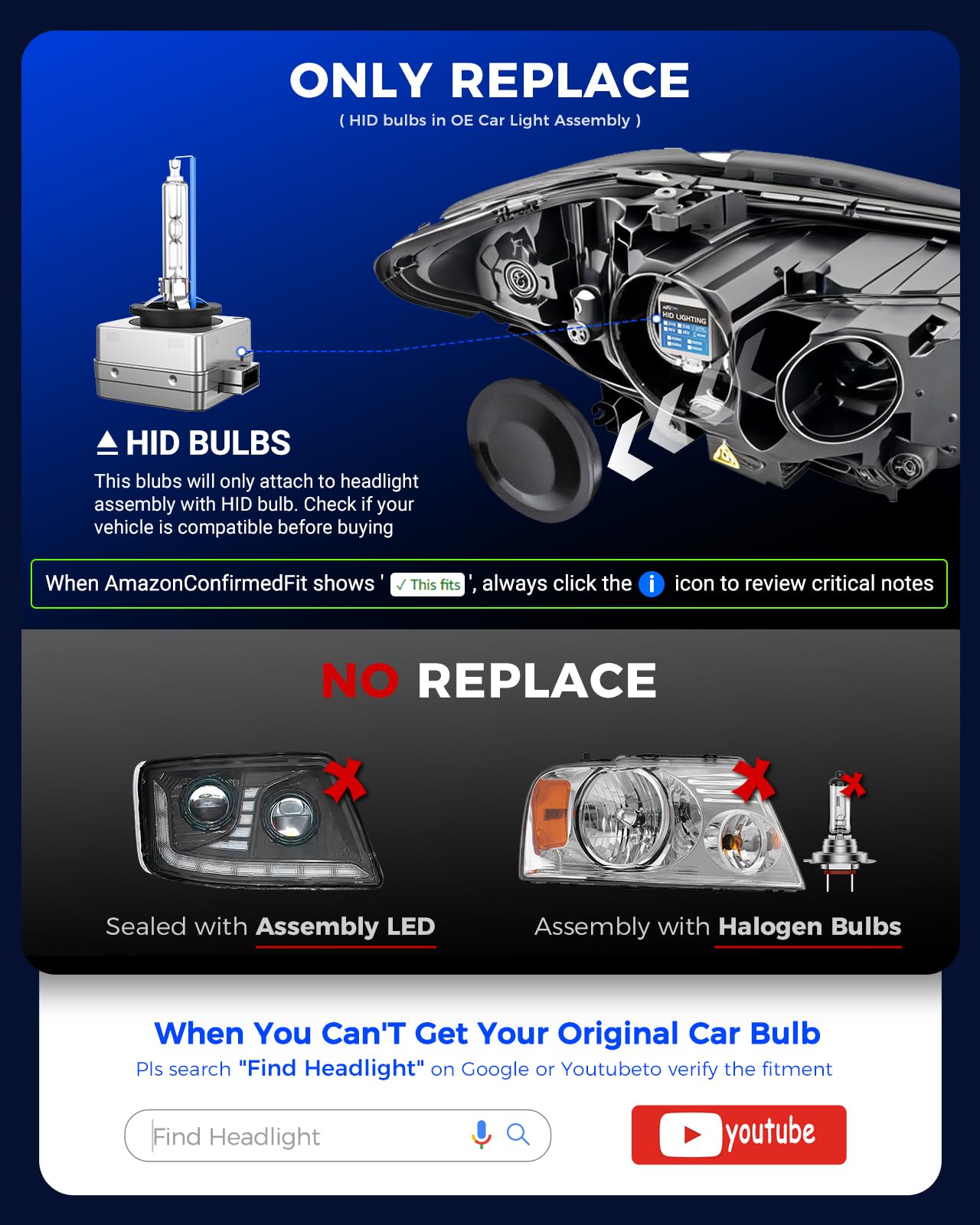 Marsauto D1S HID Bulbs, 8000K Cold White Xenon Bulb, 66144 66140 85140 85415 (85415C1) for HID Replace, Plug and Play, Pack of 2