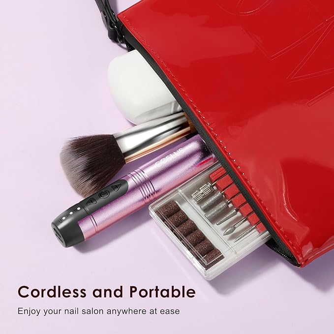 COSLUS C20 Cordless Nail Drill Electric File: Professional for Acrylic Gel Dip Powder Nails Portable Nail Drill Machine Kit for Manicure Pedicure Nail Set with Everything Rechargeable Lightweight