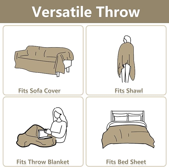 MYSKY HOME Oversized Armchair Couch Cover for 1 Cushion Couch, Chair Couch Covers with Tassel, Washable Sofa Protector, Sofa Covers Sofa Throws Sofa Slipcovers Futon Cover for Pet, Kid, 71"X91", Khaki