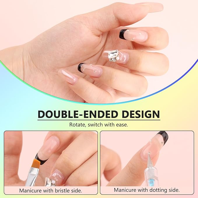 Nail Art Brushes and Dotting Tools, 10pcs Nail Art Design Tool Set, Nail Brushes for Nail Art, French Tip Brush, Liner Brush, Gel Polish & Builder Brush, Manicure Tools for Salon Use & Home DIY