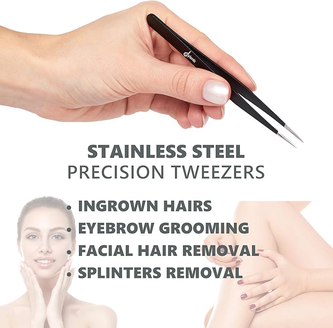 Dylonic 3pk Exfoliating Brush and Precision Tweezers for Ingrown Hair Treatment for Bikini Area, Razor Bumps Shaving Irritation - Silicone Scrubbers Gift Set, Body + Face Skin Exfoliator Brush