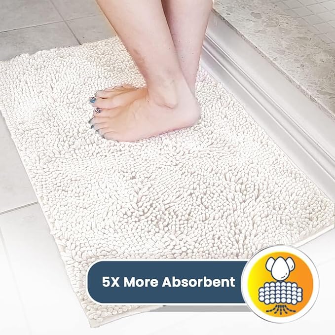 Muddy Mat® | Super Absorbent Door Mat Indoor, Microfiber Quick Dry Chenille Entryway Rug, Non-Slip Front Door Mat, Indoor Mats for Entryway, Machine Washable Pet Rug, White 28"x18"