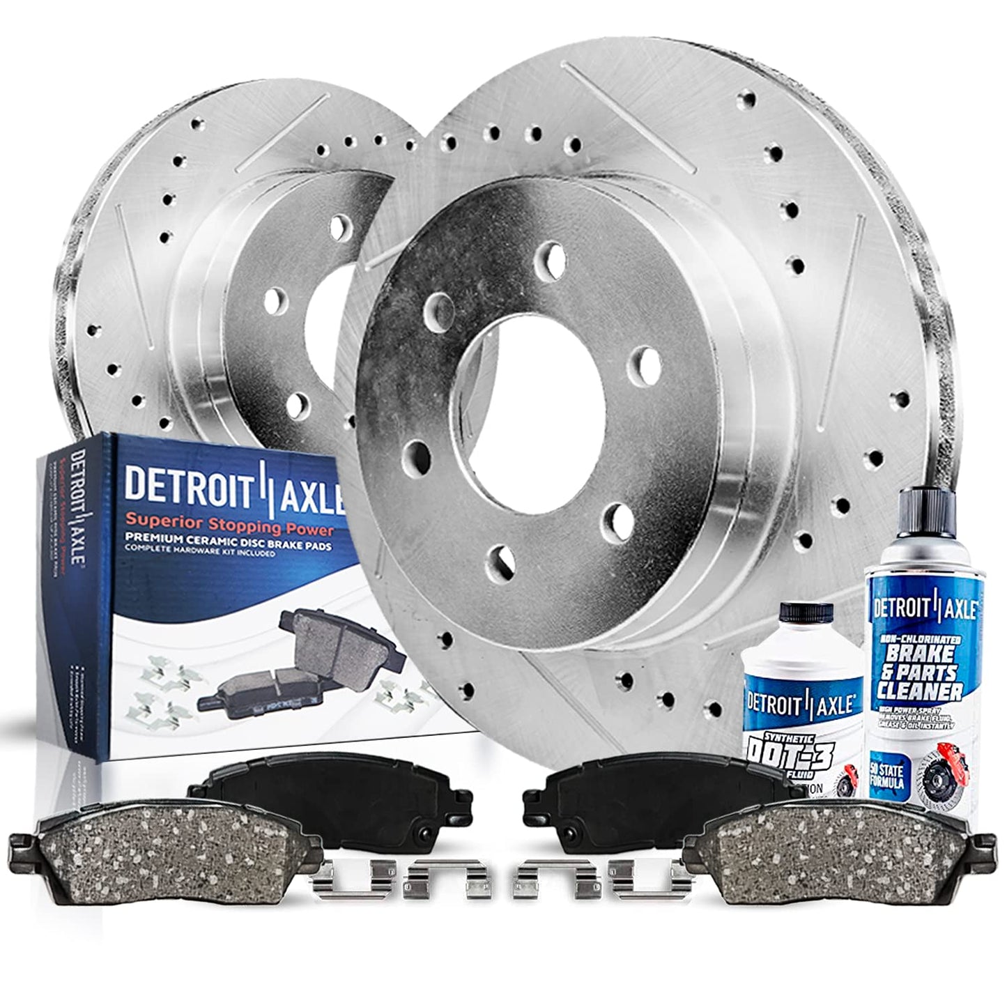 Detroit Axle - Rear Brake Kit for 1999-2006 Chevy GMC Sierra Silverado 1500, 00-01 Tahoe Yukon, 03-05 Astro Safari Replacement Drilled Slotted Disc Brake Rotors Ceramic Brakes Pads: 12.78" inch Rotor