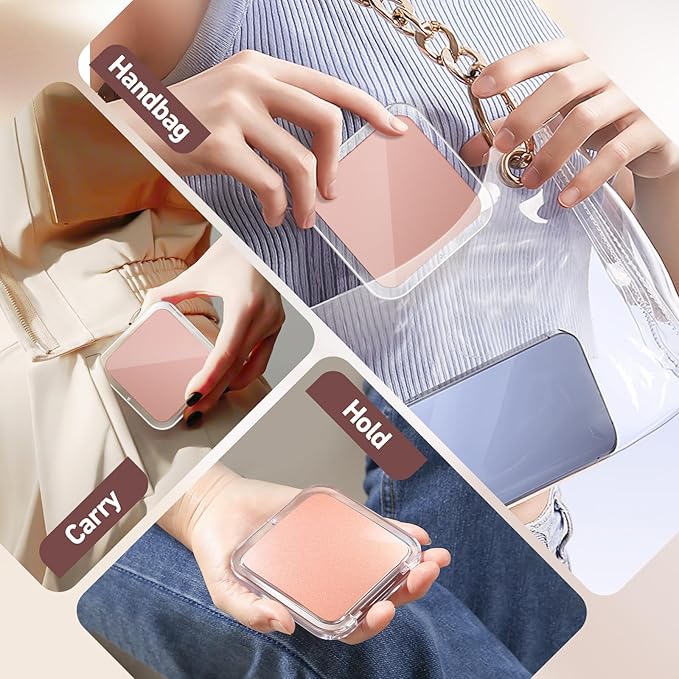 30X Magnifying Mirror, Compact Travel Mirror for Purse & Pocket, Double-Sided 1X/30X HD Makeup Mirror with Tweezers - Portable Mirror for Eyebrow Plucking, Daily Beauty & Travel Essentials, Rose