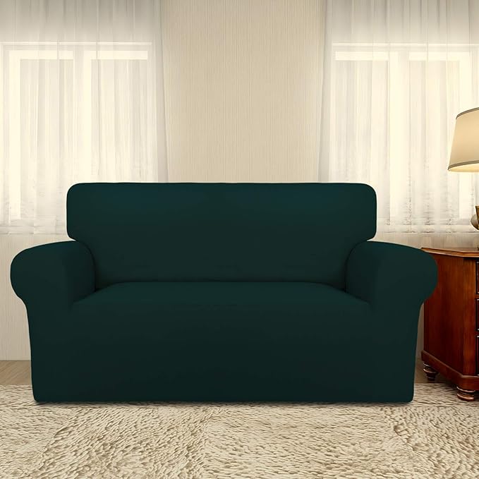 PureFit Super Stretch Sofa Slipcover – Spandex Non Slip Soft Couch Sofa Cover, Washable Furniture Protector with Non Skid Foam and Elastic Bottom for Kids, Pets （Loveseat, Deep Teal）