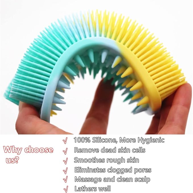 2Pack Dual Sided Silicone Body Scrubber for Exfoliating, Shower&Scalp Massage, 2 in 1 Bath&Shampoo Brush,Soft Body Exfoliator Silicone Loofah Shower Scrubber Brush for All Kinds of Skin
