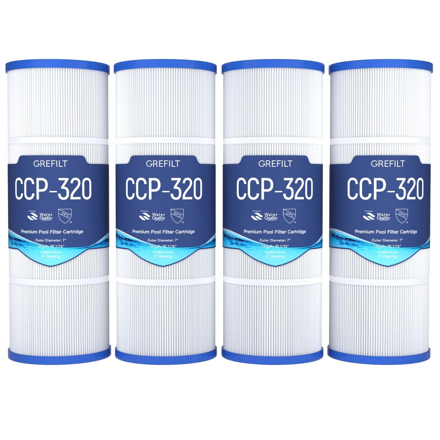 Grefilt 4-Pack CCP320 Pool Filter Cartridges, Compatible with Pentair Clean & Clear Plus 320, Replaces Pentair R173573, Pleatco PCC80-PAK4, 320 sq.ft