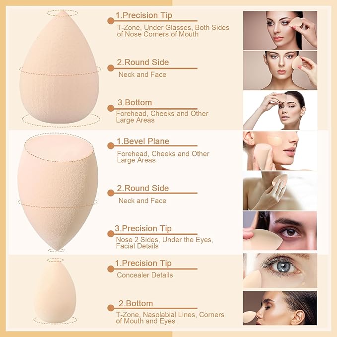 17PCS Makeup Sponges Set with 6PCS Powder Puff, 3PCS Mini Makeup Sponges Blender, 3PCS Foundation Mini Make Up Sponge Puff and 1PCS Make Up Sponges Holder