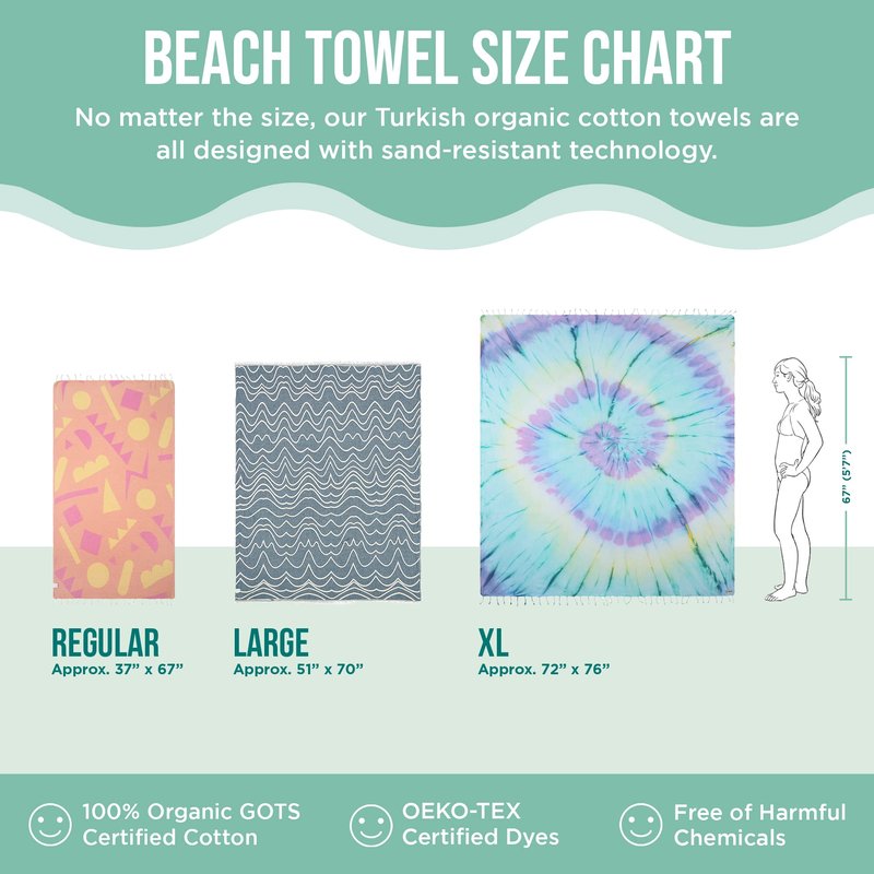Sand Cloud Extra Large Turkish Beach Towel - Sand Resistant - 100% Organic Turkish Cotton Yarn - Quick Dry Towel for Beach Blanket or Bath - As Seen on Shark Tank - Marine Life (Prism Turtles XL)
