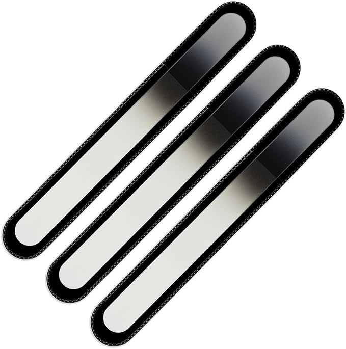 Mont Bleu Rainbow Crystal Nail File in Black Pouch - Large/Professional Size - Czech Tempered Glass - Handmade in Bohemia (Czech Republic)