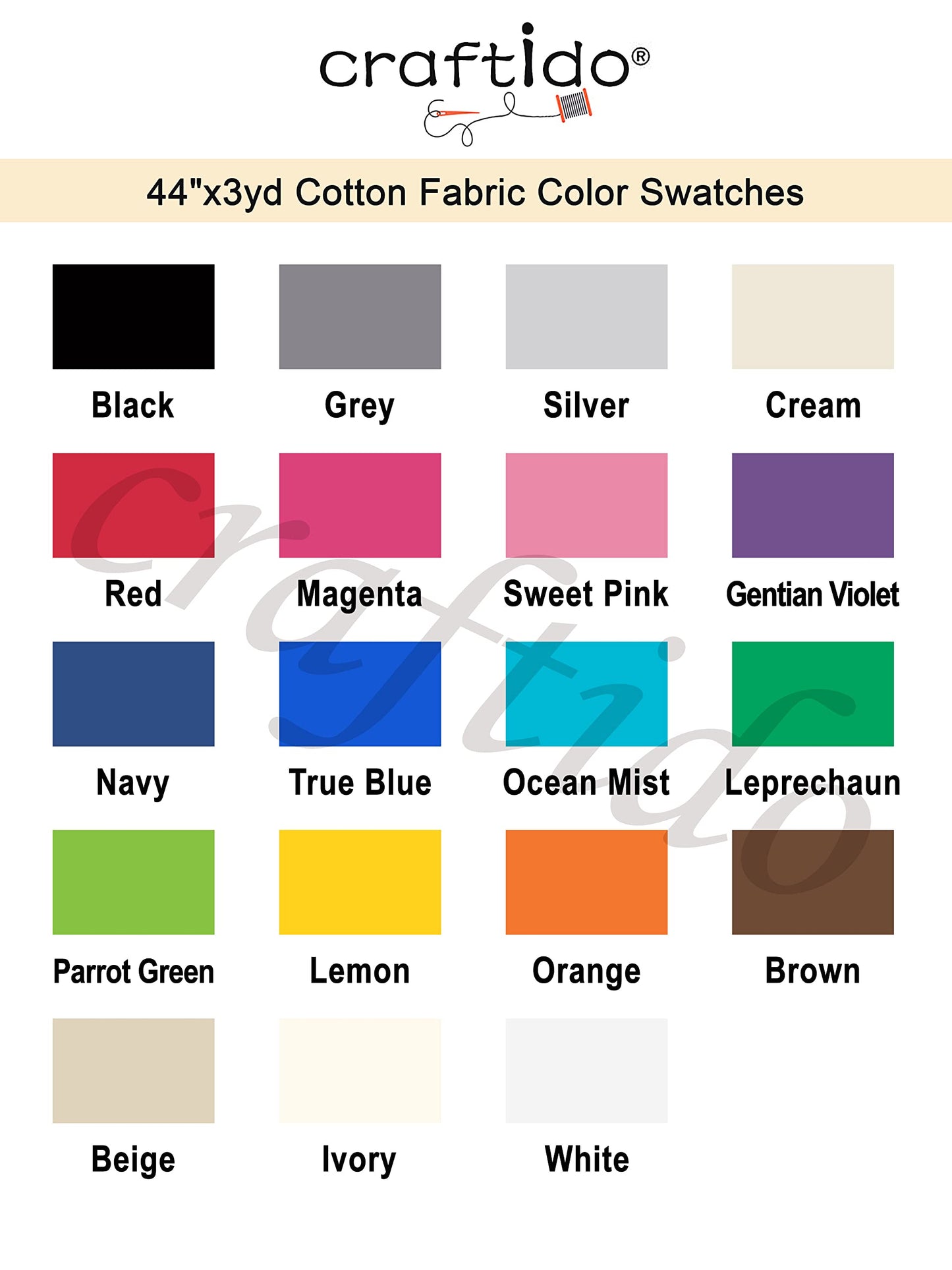 Craftido-19 Options-100% Cotton Fabric by The Yard in Solid Color 44”Wide by 3yd (9 ft) -Medium Weight 5.2 oz-Soft Cotton for Quilting, Sewing, Crafts, Binding, Backing and Lining - Orange