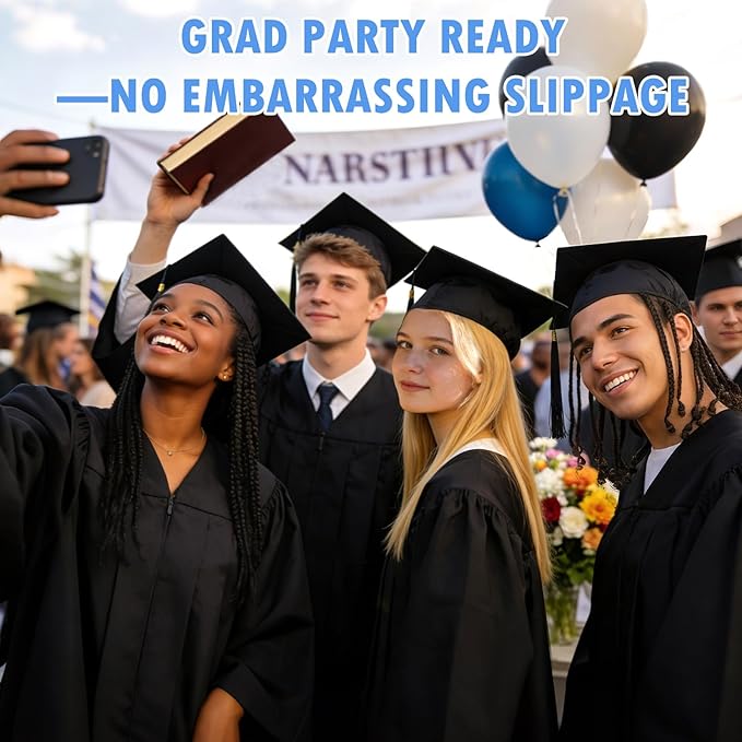 PUNCHMAN 2 Pack Graduation Cap Headband - Invisible All-Day Comfort Grad Cap Headband Insert - Secure Grad Hat Holder for Curly/Thick Hair - Anti-Slip Removable Graduation Hair Accessories,Clear