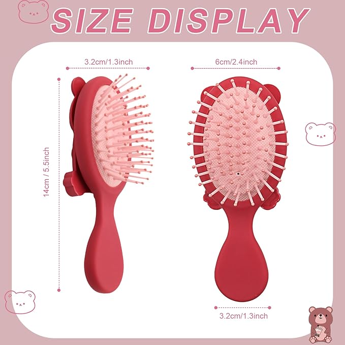 Mini Toddler Hair Brush Detangler Brush Kids Detangling Hairbrush Soft Massage Comb Small Travel Hair Brush for Thick Curly Thin Long ShortÃ¯Â¼ÂRedÃ¯Â¼Â