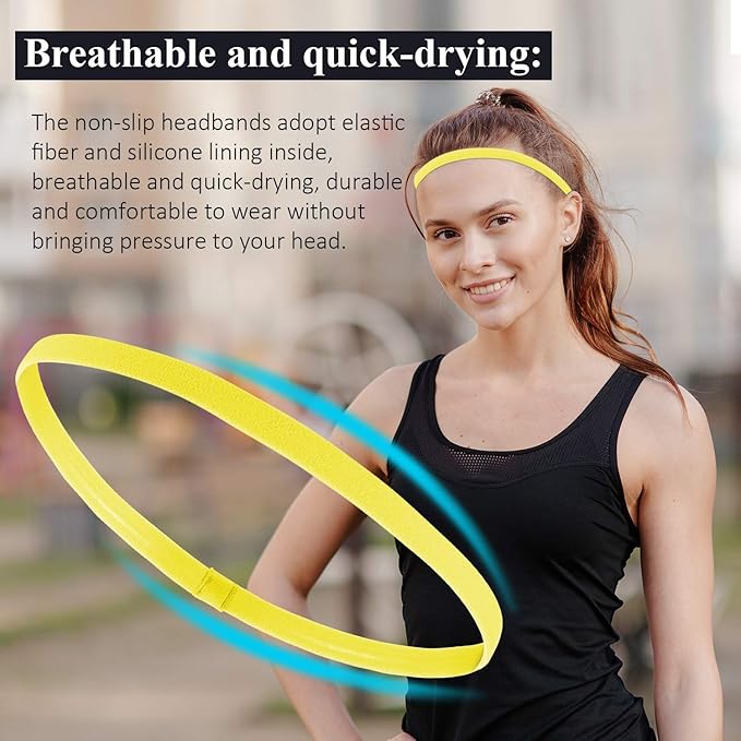 4 Pieces Elastic Sports Headbands Thick Non-Slip Hair Bands for Women and Men
