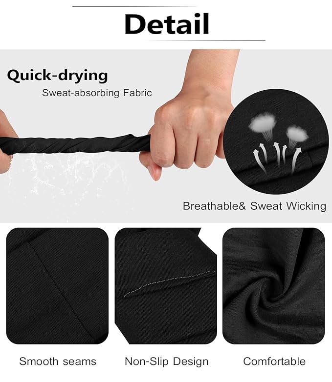 Ztomine Headbands for Women, 8pcs Stretchy Non Slip Soft Cotton Cloth Hair Bands for Sports, Workout, Yoga and Running