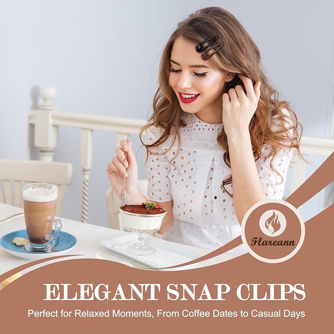 Neutral Shades Glossy Snap Hair Clips - 50 PCS 2 Inch Non-Slip Metal Hair Barrettes for Women in Beige, Black, Brown, Light Brown & Grey - Minimalist Hair Accessories