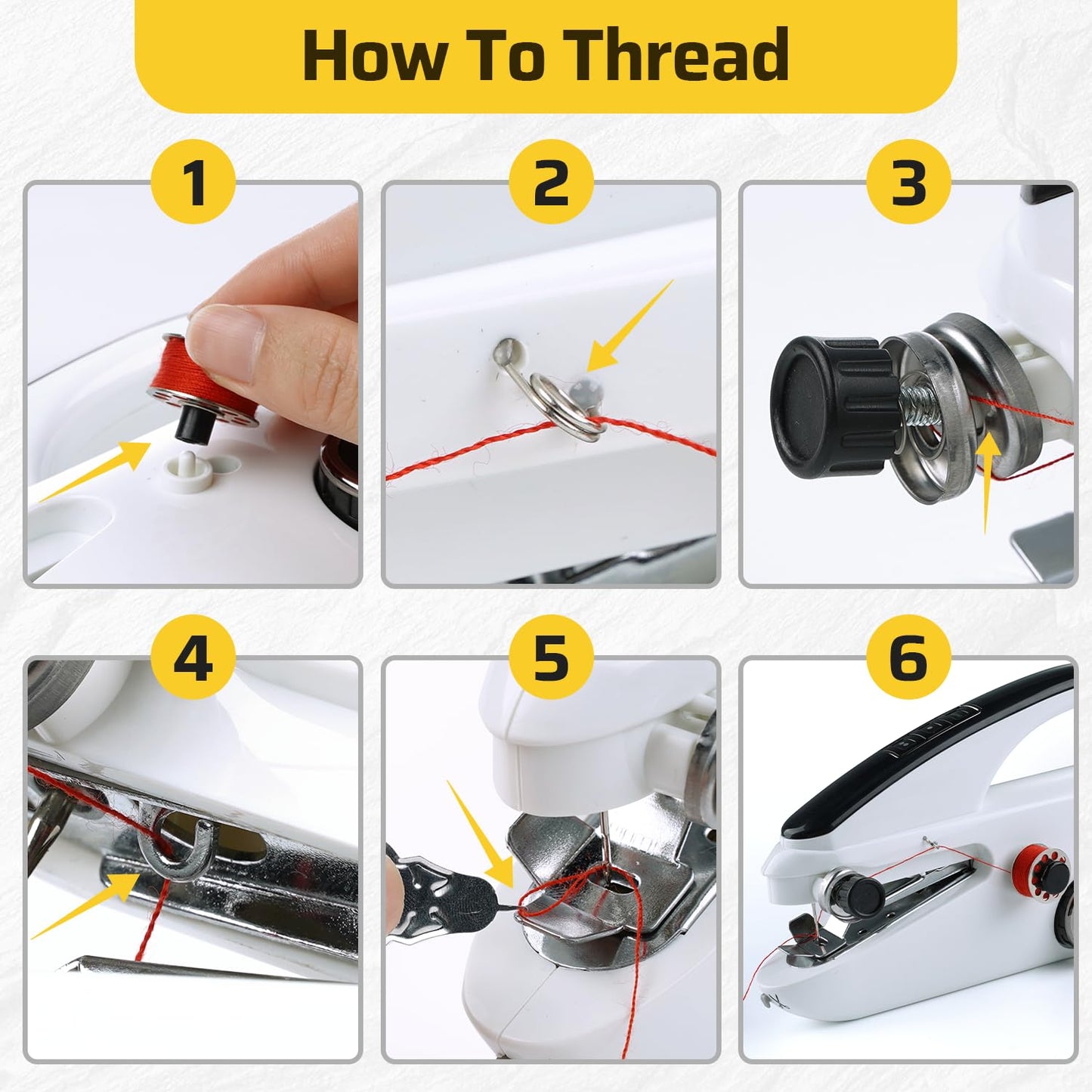 Handheld Sewing Machine, Dual Speed Hand Held Sewing Machine, Sewing Mini Portable Machine for Beginners, Adults, DIY, Home, Travel - White