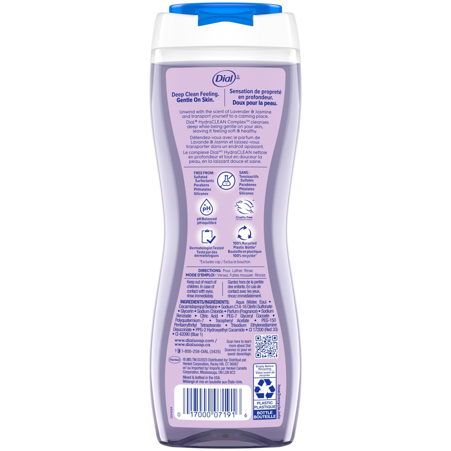 Dial Body Wash, Calm & Soothe Lavender & Jasmine Scent, 16 fl oz (Pack of 4)