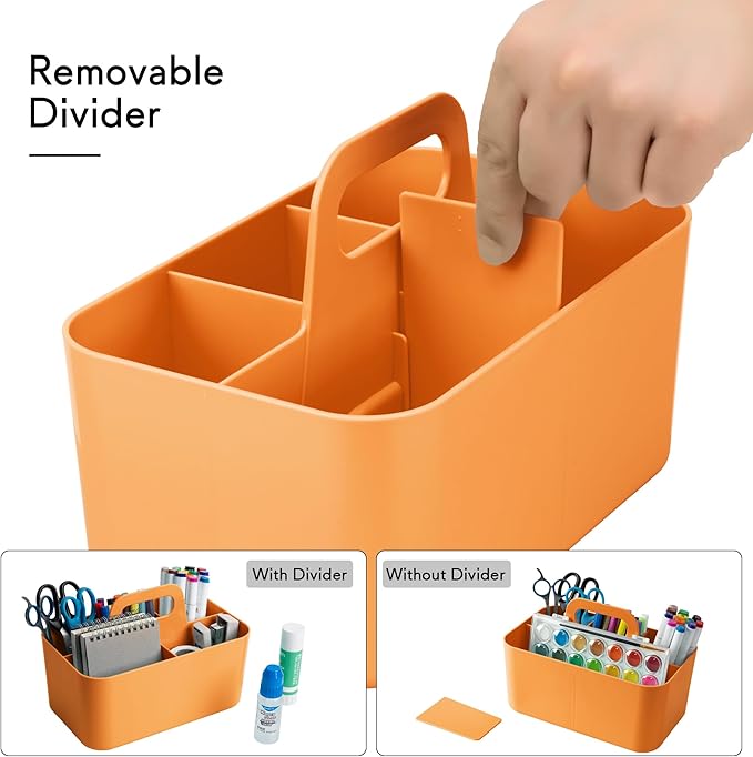 Tiawudi Multipurpose Caddy Organizer, Plastic Caddy with Handle, Stackable Desk Organizer for Stationery, Marker and Pencil, Office Supplies Organizer, Dorm Caddy