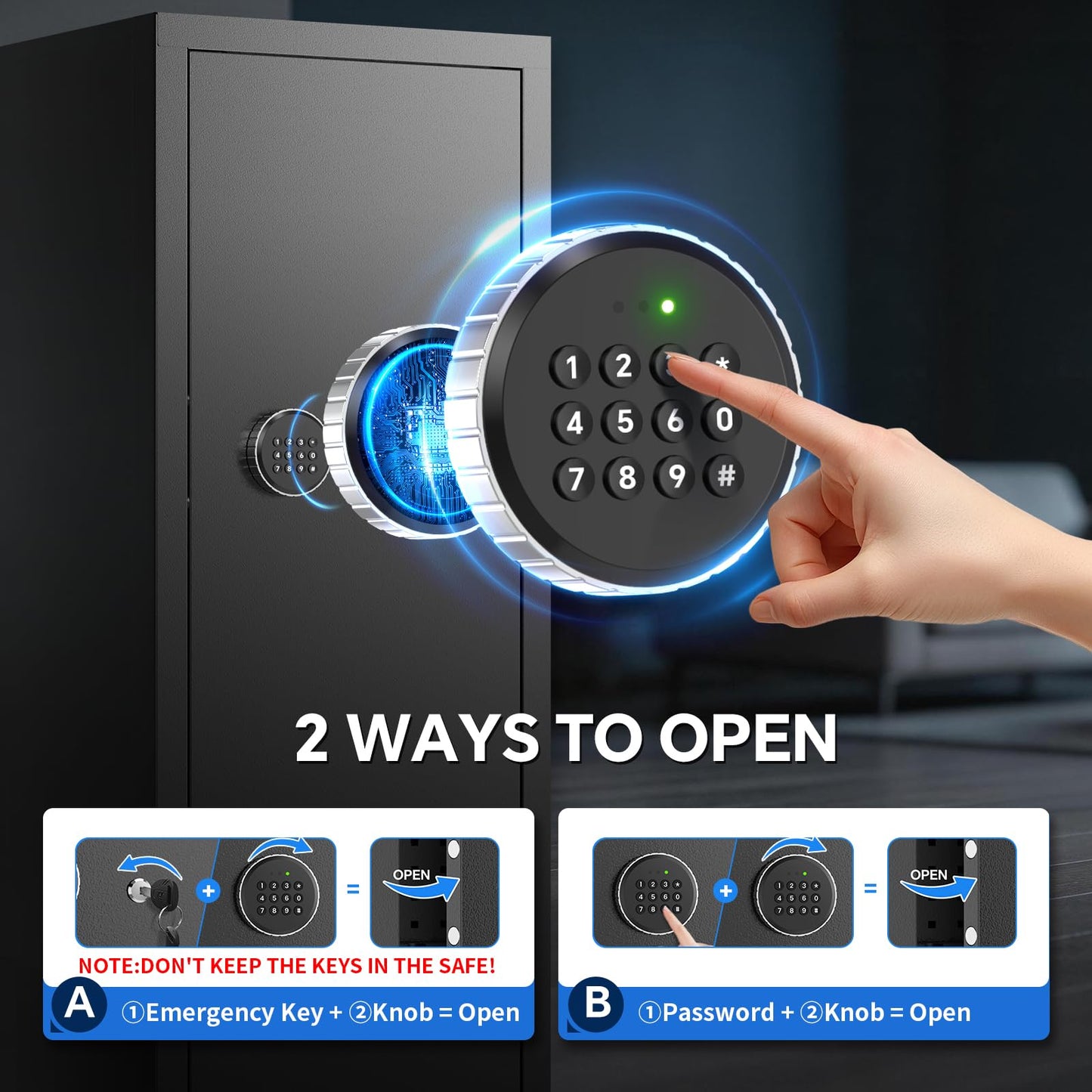 MSYCOST 8-10 Gun Rifle Safe for Home Security, Gun Safe for Rifles and Pistols - Quick Access Digital Keypad | Easy Assembly Gun Safe with Adjustable Shelves (Fits Shotguns & Ammo)