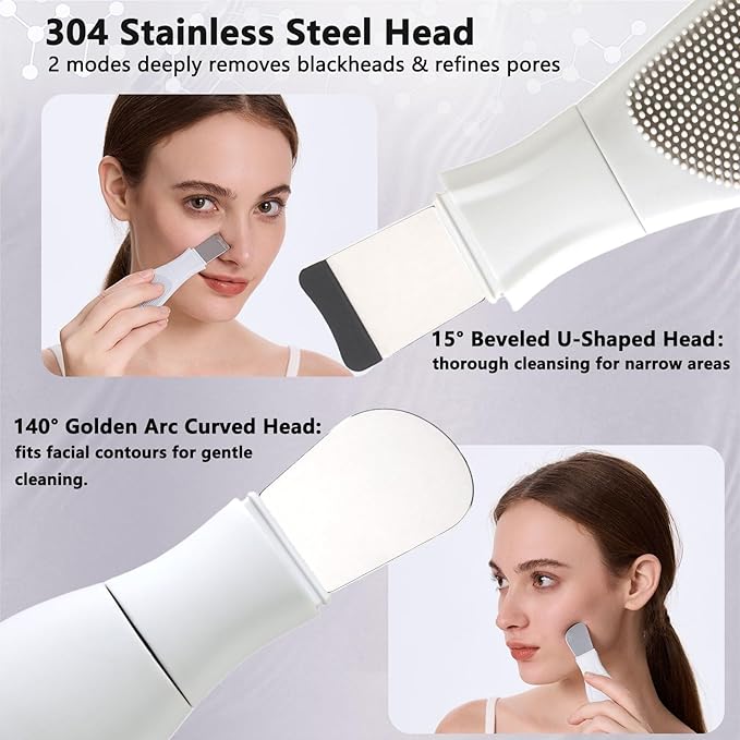 Silicone Face Scrubber Black Head Remover for Face- Appliances for Removing Make-up for Deep Cleansing Blackhead Remover Tools Face Spatula Makeup Removal Washing Brushes Pore Cleaner (Gray)