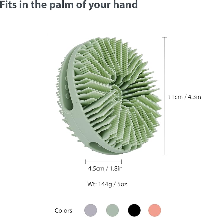 2 Pack Silicone Exfoliating Body Scrubber, Silicone Body Brush, Soft Silicone Loofah for Sensitive Skin, Shower Head Massager, Easy to Clean, Lathers Well(Gray&Green)