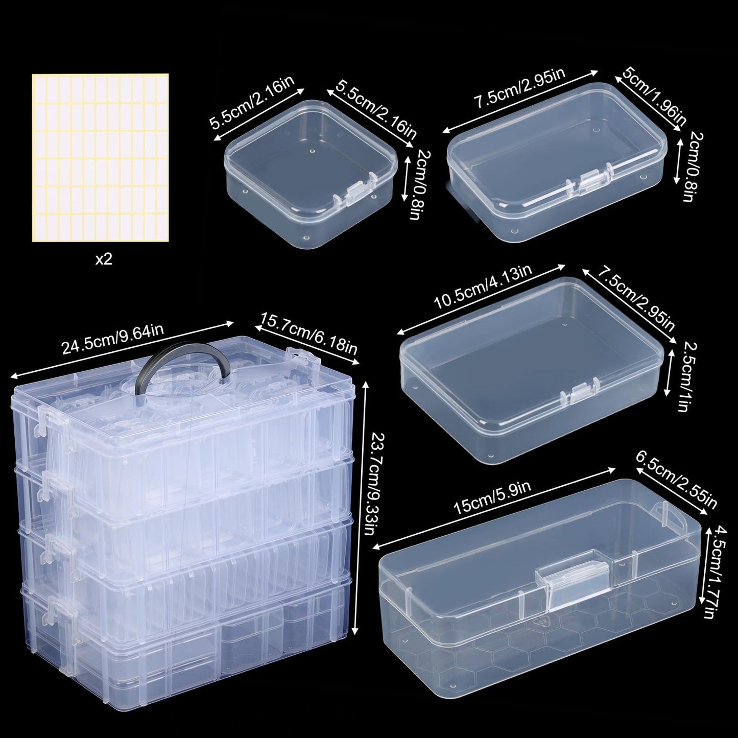 SGHUO Bead Organizer Box, 84 pcs Small Organizers, 4-Tier Stackable Storage Container Box for Art Craft Storage, Washi Tape, Kids Toys, Jewelry, Beauty & Sewing Supplies