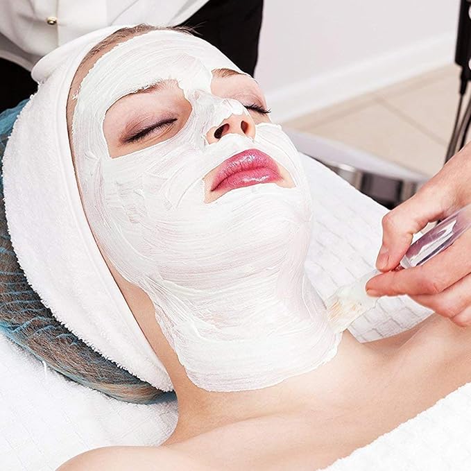 White Elastic Terry Cloth Spa Headband, 8 Pack Facial Head Wrap Band Washable Makeup Headband with Magic Tape