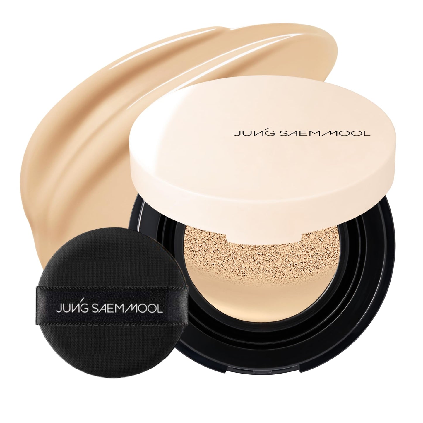 JUNG SAEM MOOL Essential Skin Nuder Cushion | Natural Finish, Buildable Coverage Cushion Foundation by Korean Makeup Artist (Mini, 0.17 Fl Oz), 21W Medium