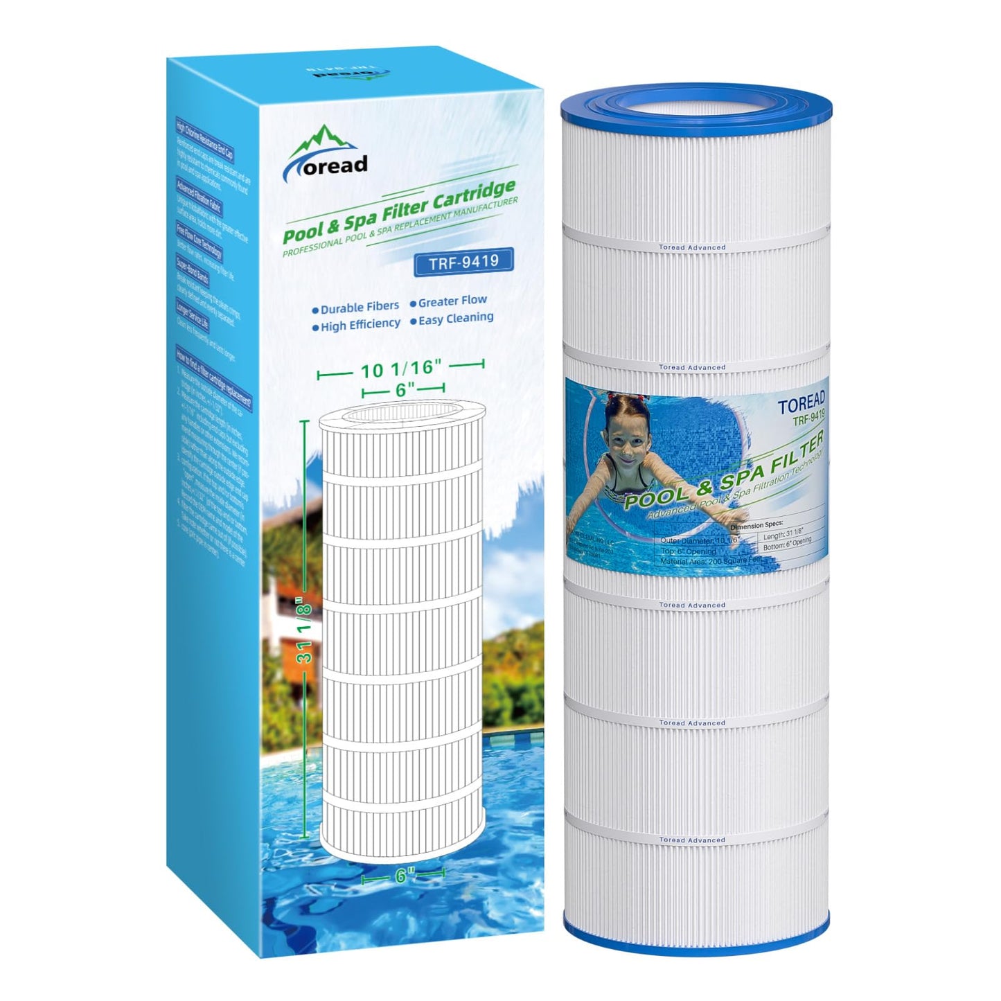 TOREAD PAP200 Pool Filter Replaces Pentair Clean and Clear 200, CC200, PAP200, C-9419, FC-0688, Ultral-C5, PP-C5, R173217, 59054400, Aladdin 29902, Baleen AK-8005, 1 Pack