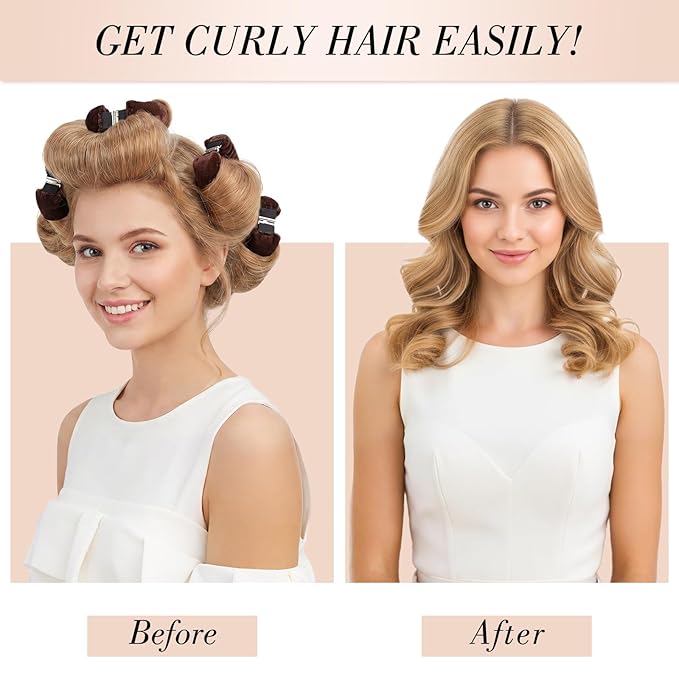 Heatless Curlers, Heatless Curls Overnight Set for Women, No Heat Hair Curlers to Sleep In, Jumbo Overnight Curls with Blowout Rods for Long Hair (Brown, 3 Pack Curling Rod with 1 Scarf)
