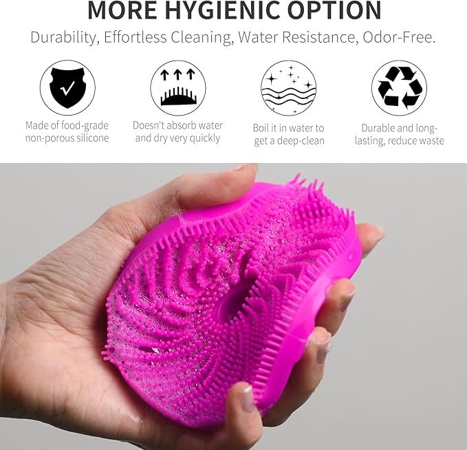 Silicone Body Scrubber 2 Pack, BEAUTAIL Gentle Bristles Shower Bath Brush, Lather Nicely, Soft Massage Body, More Hygienic Than Loofah, Gentle Exfoliating for Sensitive Skin, Purple+Black