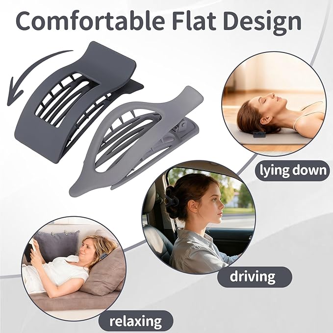 8Pcs French Flat Hair Clips for Women 2 Styles Claw Clips for Girls Matte Flat Hair Claw Clips for Thin and Thick Hair Large Non-slip Strong Hold Hair Accessories for Women (Grey)