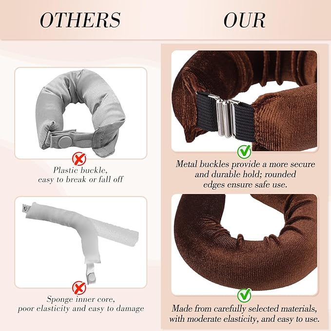 Heatless Curlers, Heatless Curls Overnight Set for Women, No Heat Hair Curlers to Sleep In, Jumbo Overnight Curls with Blowout Rods for Long Hair (Brown, 3 Pack Curling Rod with 1 Scarf)