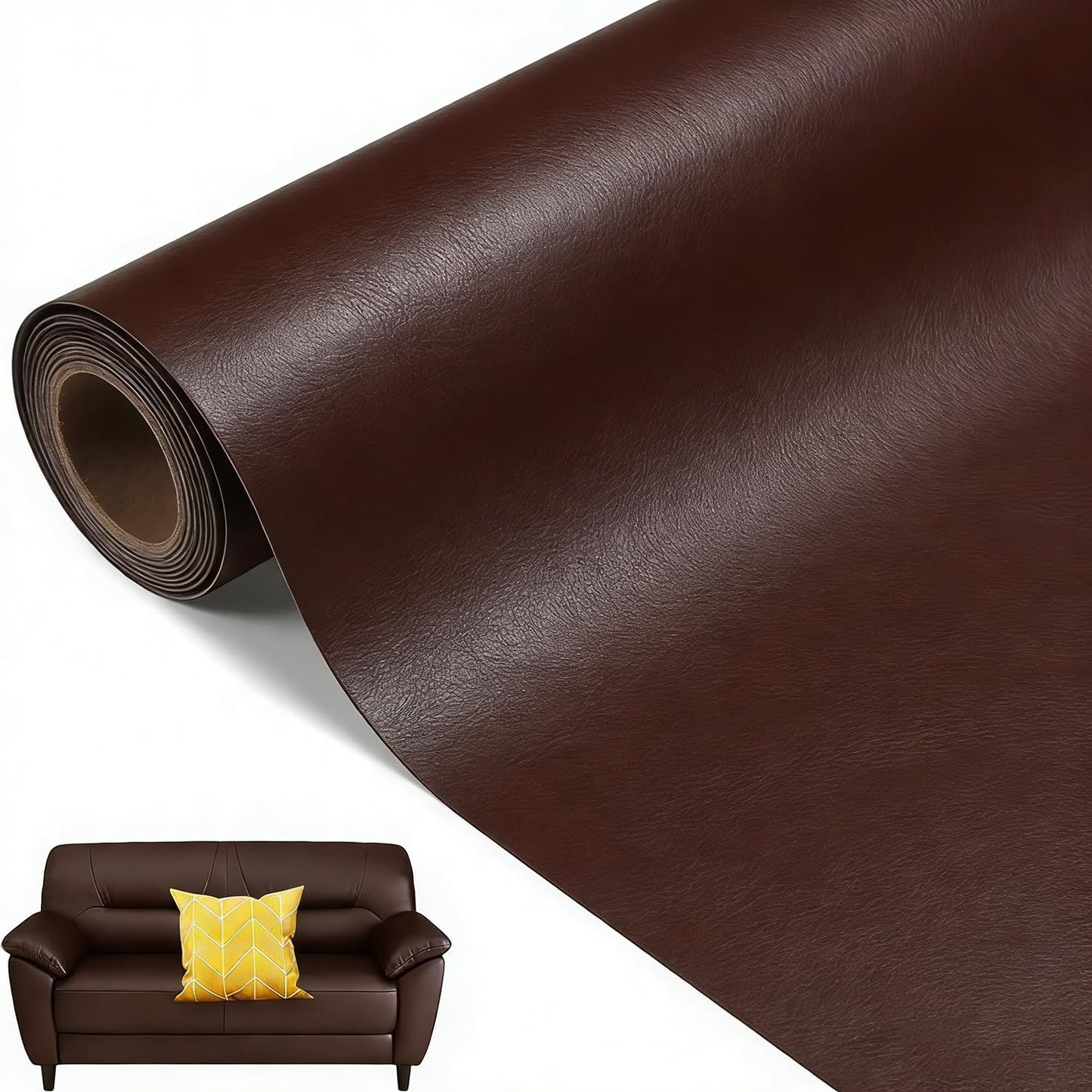 MemoireForm Leather Repair Patch, 24 x 54 Inch, Self Adhesive Leather Repair Tape, Large Vinyl Patch Kit, Vinyl Repair Tape, for Couches, Car Seats, Chairs, Furniture (Dark Brown)