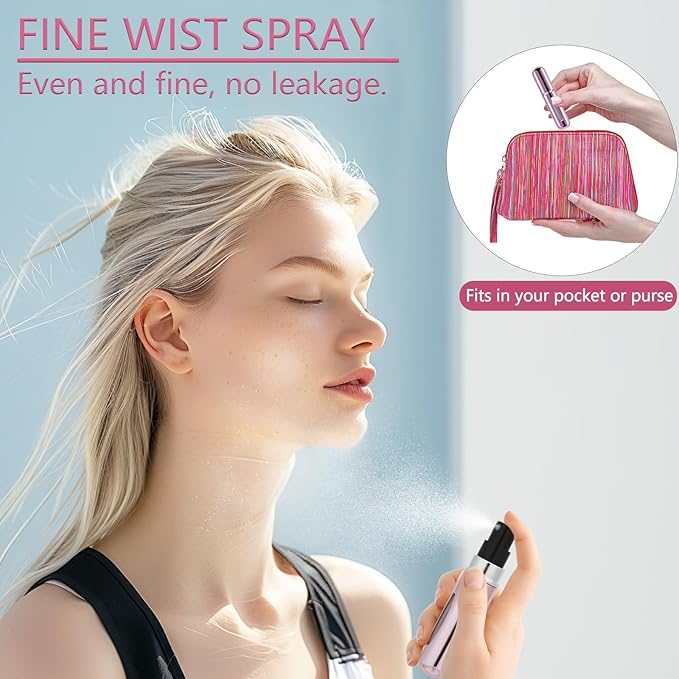 opasyo 4 Pcs Mini Refillable Perfume Portable Atomizer Bottle, 5ml Bottom-Fill Perfume Spray Scent Dispenser, Leak-Proof Travel Pump for Cologne, Aftershave & Purse (Gold/Pink/Blue/Black/)
