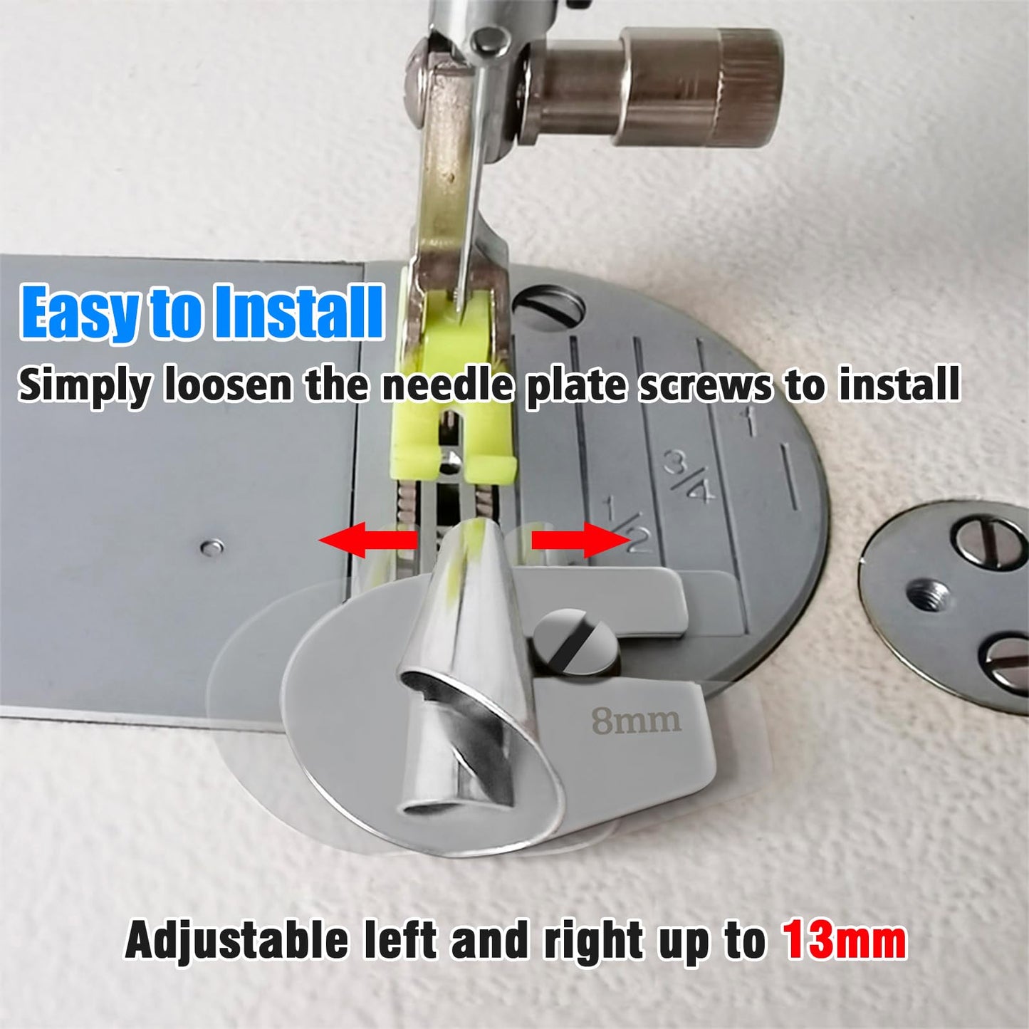 TOOVREN Sewing Rolled Hemmer Foot 8PCS Rolled Hem Presser Foot 3/4/5/6/7/8/9/10mm 8 Sizes Wide Rolling Hem Foot Sewing Machine Presser Feet Hemmer Home Industrial Curved Scroll Hemming Feet