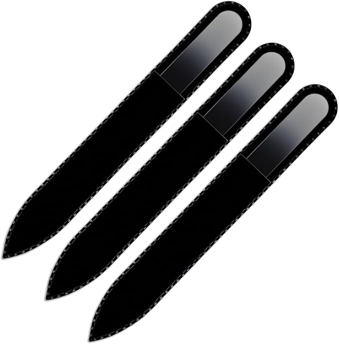 Mont Bleu Rainbow Glass Nail File in Black Pouch - Czech Tempered Glass - Handmade in Bohemia-Czech Republic - Beauty Nail File
