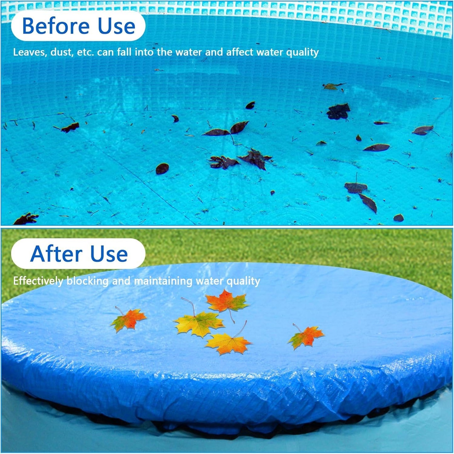 DECOHS 10 Ft Dust Pool Cover Protector-Solar Cover for Round Frame Pools-Pool Cover for Round Inflatable-Pool Cover Protector Heat Retaining Blanket