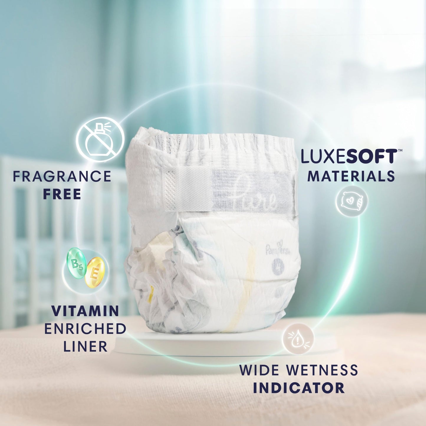 Pampers Pure Baby Diapers, Size 0 (>10 lbs), 76, Up to 100% Leakproof, Premium Hypoallergenic Soft Diapers