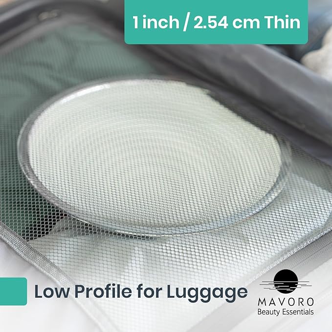 Mavoro 9'' Magnifying Mirror with 3 Strong Suction Cups | 5X Magnification | Portable Travel Makeup & Cosmetic Mirror (5X)