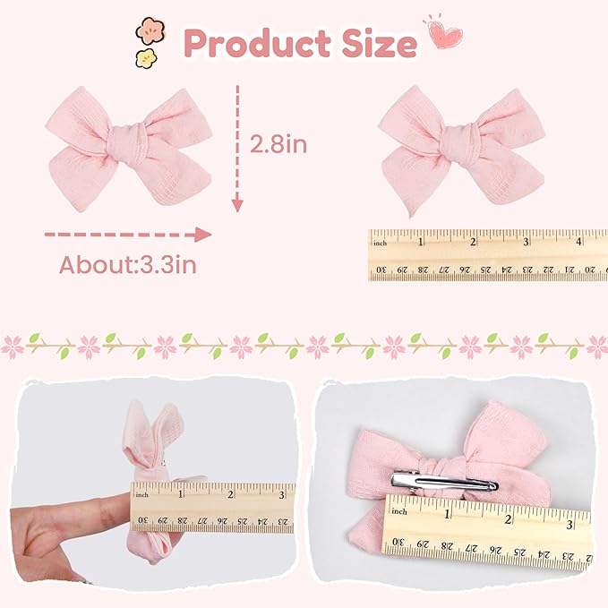 CÉLLOT 40 Pieces Girls Hair Bows Linen Fabric Bows Alligator Clips Hair Accessories for Little Girls Toddlers Kids and Teens