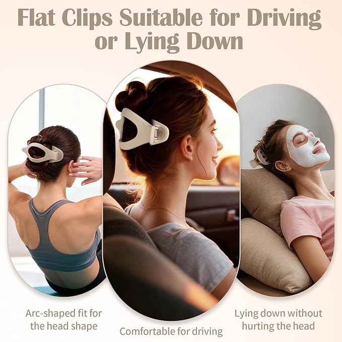 5.5 Inches Extra Large Flat Hair Clips for Women, 4 Pack XL Big Claw Clips for Thick Hair, Oversized Matte Strong Hold Non-slip Flat Claws, Cream