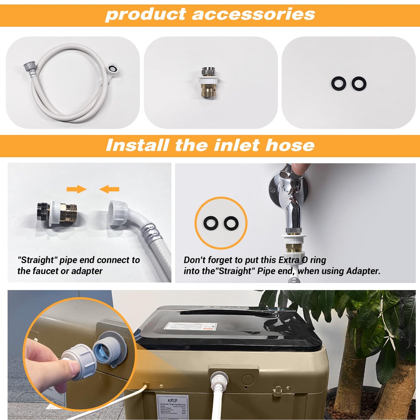 BORCOLO Portable Washing Machine, 17.7lbs Full-Automatic Small Washing Machine for Apartment, 10 Wash Programs with Drain Hose Dorm Size Portable Washer for RV, Home, College, Gold