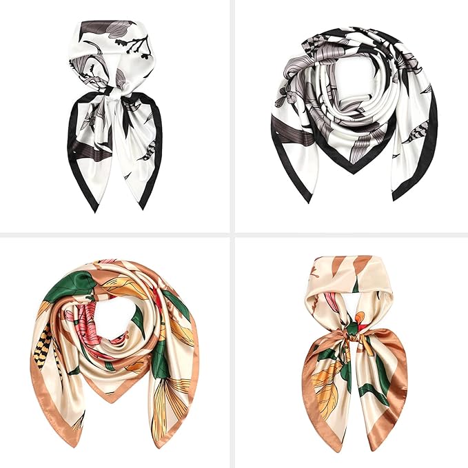 vimate 35" Square Silk Like Head Scarf - Women's Fashion Satin Scarf Bandana for Hair Wrapping at Night.