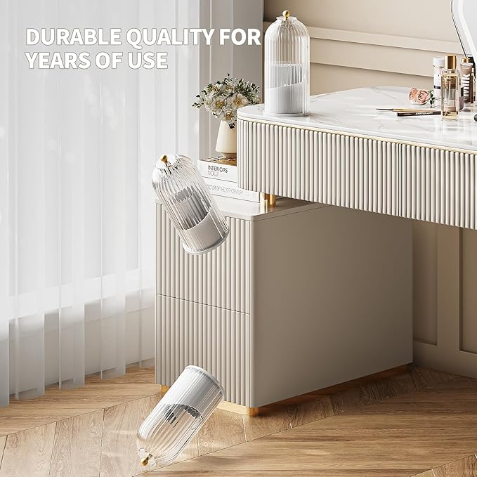 Dustproof Toothbrush Holder with Lid, 360 Rotating Countertop Electric Toothbrush Toothpaste Holders with Cover for Bathroom, 3 Slots Makeup Brush Holder with Lid for Vanity, White-Clear