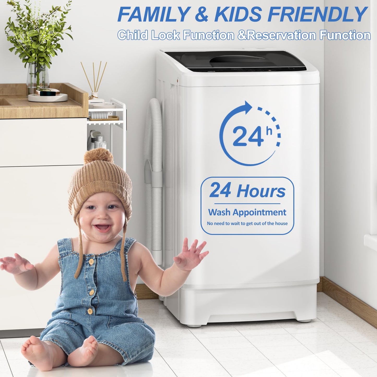 Erivess 15lbs Portable Washing Machine, 1.9 Cu.Ft Full Automatic Washer and Dryer Combo with 8 Wash Programs, Compact Laundry Washer for Apartment, Dorm, RV, Small Spaces, Lavadora