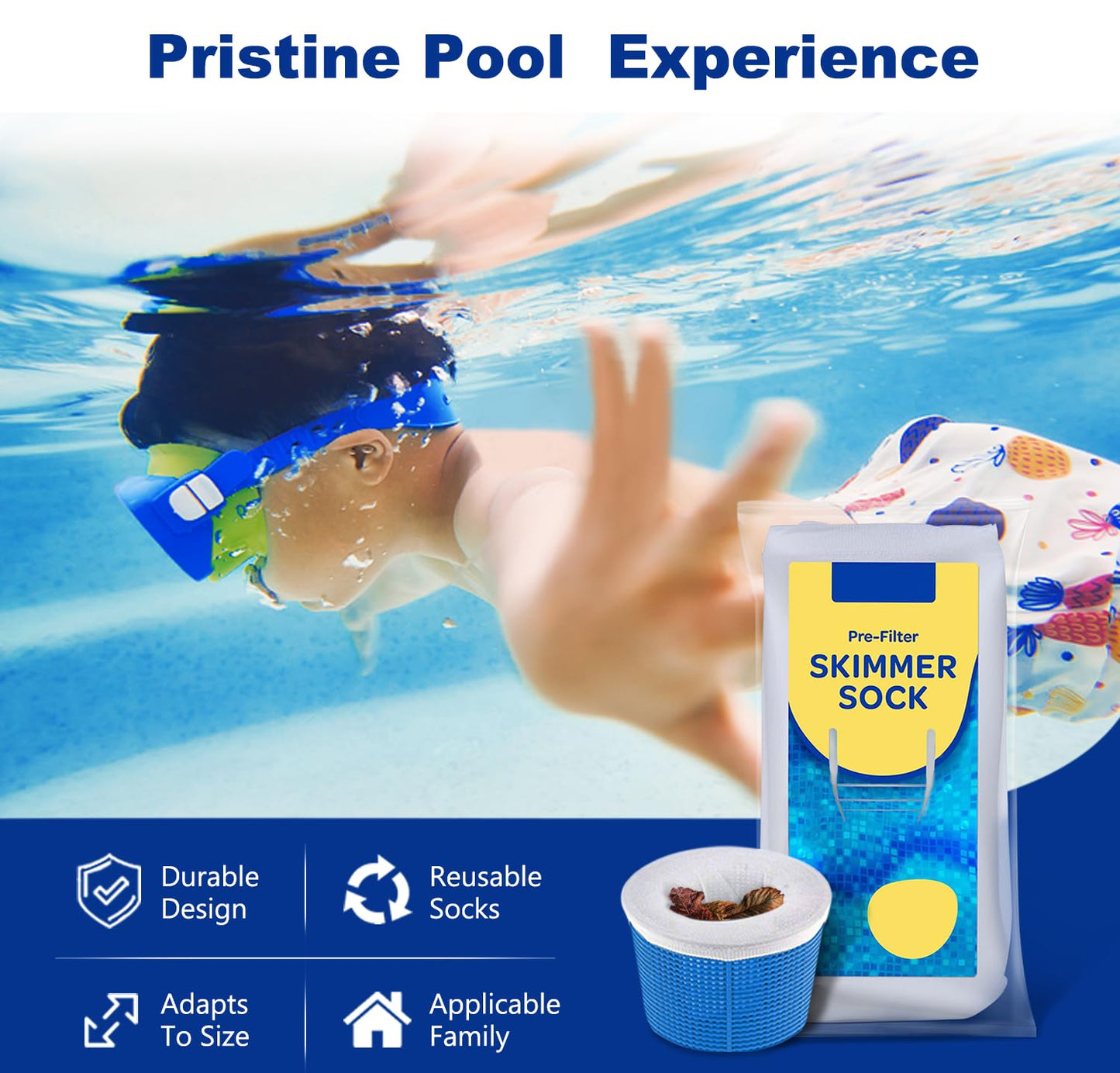 RECHIATO 150 Pack Pool Skimmer Socks for Pool Filters, Filters Baskets and Skimmers to Filter Debris and Leaves, Protact Filter System of Inground and Above Ground Pools