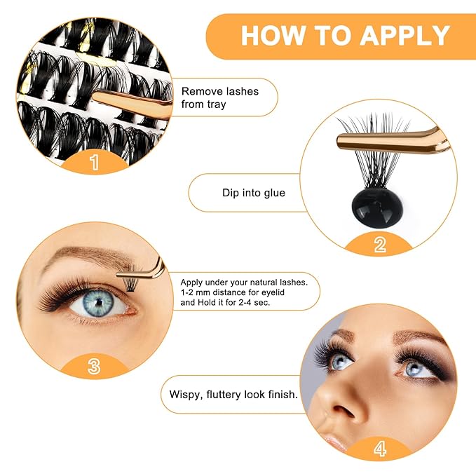 B&Q Lash Clusters 280PCS Natural Eyelash Clusters 40D 50D C 9-16MIX Individual Lash Wispy Eyelash Extension with Soft Thin Band Classic Look Pestañas Postizas Comfortable DIY at Home